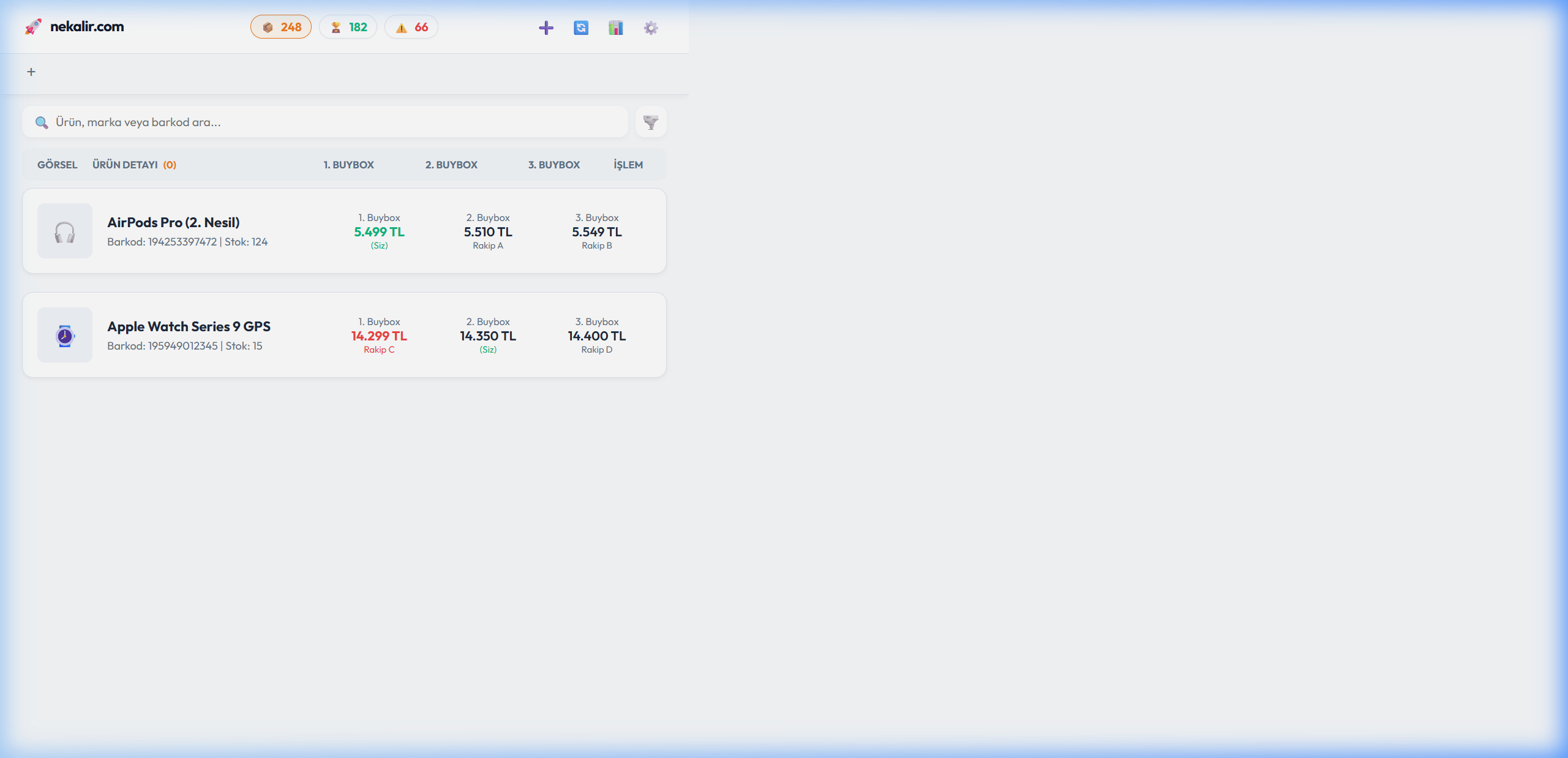 nekalir.com Dashboard Ekran Görüntüsü